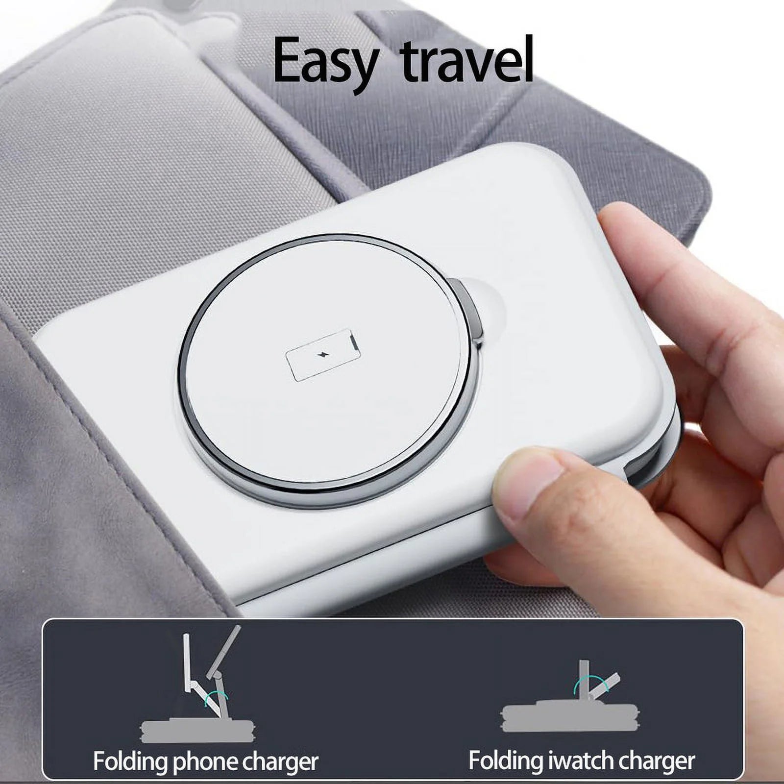 Wireless Charging Station Stand, 3 in 1 Magnetic Charger Stand for Iphone 15/14/13, Foldable Travel Charger Dock for Airpods Pro/3/2, Watch 2-9/Se/Ultra