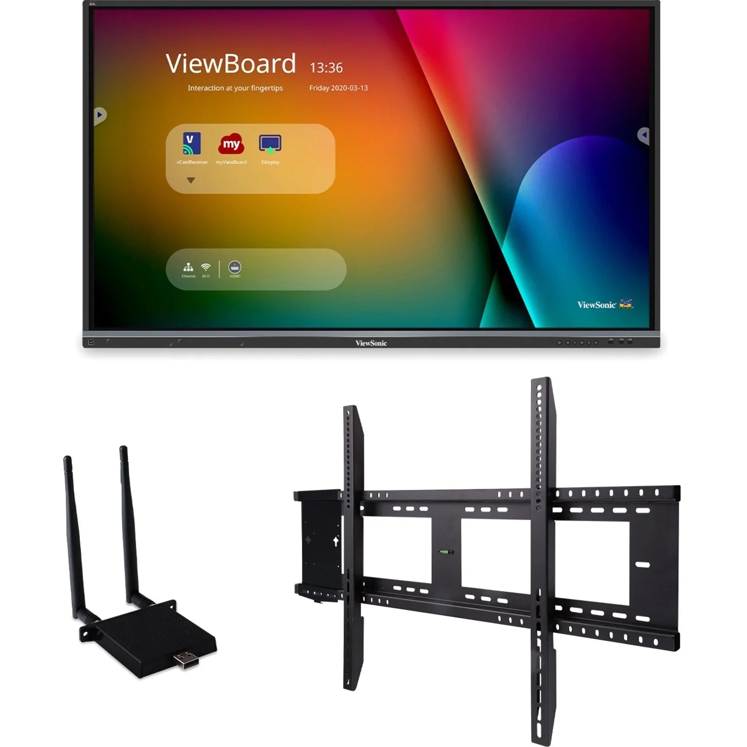 Viewboard IFP8650-E1, 4K Interactive Display with Wifi Adapter and Fixed Wall Mount, 350 Cd/M2, 86"