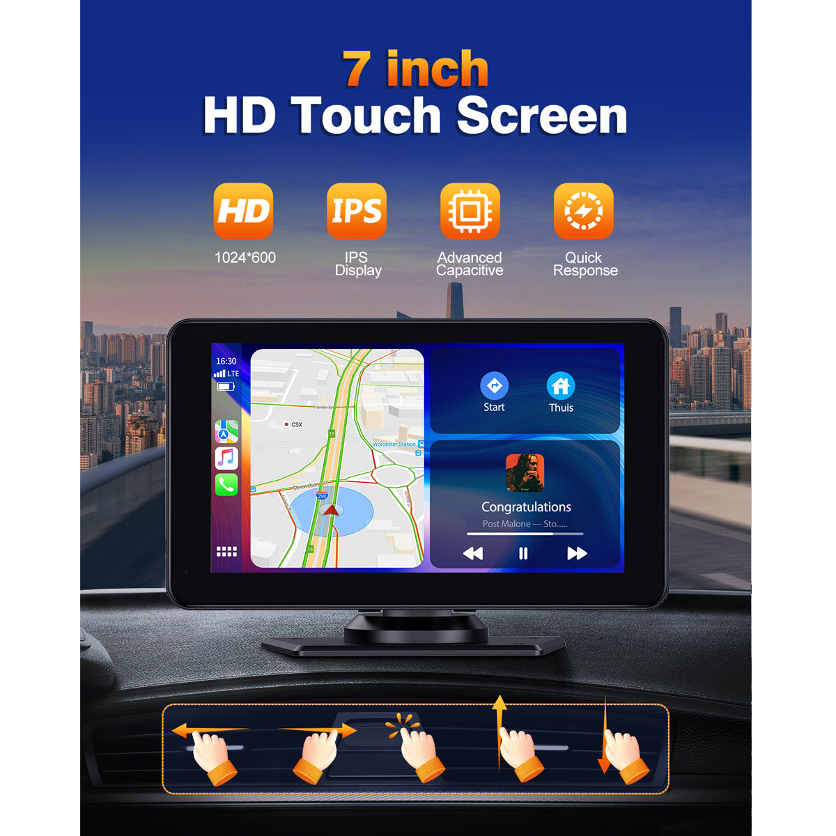 Portable Carplay Screen for Car,9-Inch Android Auto Screen with Backup Camera,Wireless Car Stereo with Voice Control,Bluetooth,Mirror Link,Gps Navigation for All Vehicles