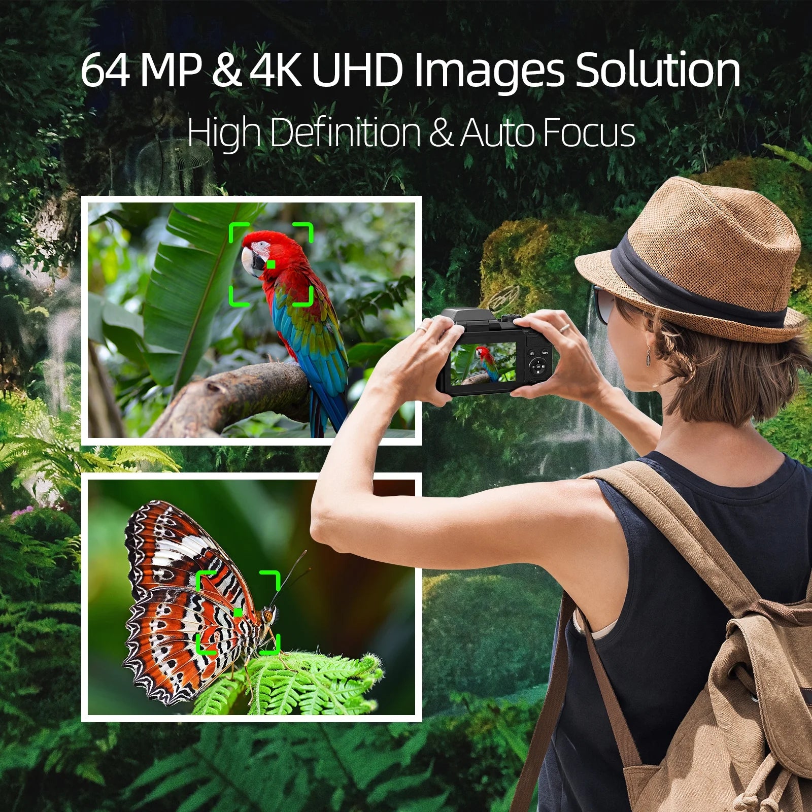 Digital Camera, 4K Video  Cameras for Photography for Youtube with Wifi, 3.0" IPS 180°Flip Screen, Wide Angle Lens, Macro Lens, 16X Digital Zoom