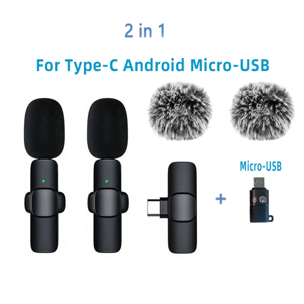 New Wireless Lavalier Microphone Portable Audio Video Recording Mini Microphone for Iphone Android PC Camera Live Gaming Phone