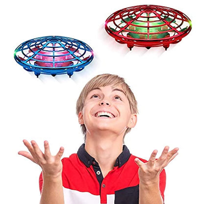 Scoot Duo Aerial 5 Sensor Mini Drones, Hand Operated UFO Hover Drone Toy with Multi-Color LED Lights, Gesture Control STEM Flying Toy for Boys and Girls, 2 Pk